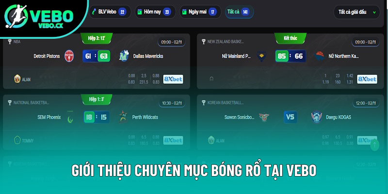 Giới thiệu mục live bóng rổ tại VEBO
